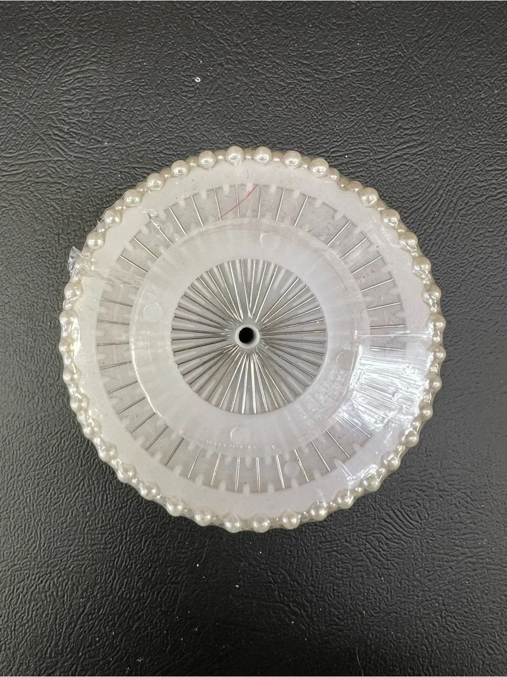 Clear Round Decorative Pin Cushion - White